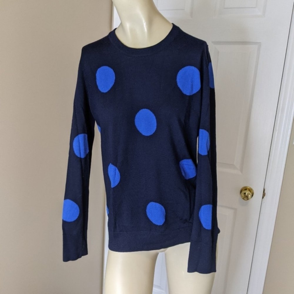 Equipment Femme Shane wool polka dot sweater blue
